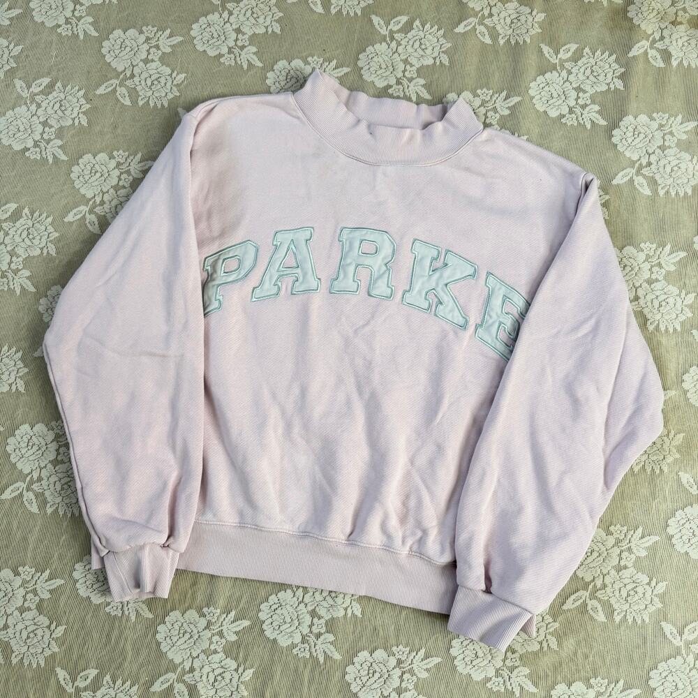 Parke Pink Varsity Mockneck Sweatshirt L/XL